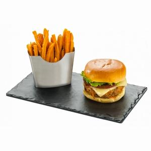 Cal-Mil 1522-712-65M 12" x 7" Black Melamine Rectangular Serving Board - 6 Each