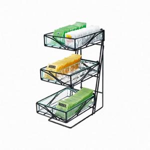 Cal-Mil 1235-TEA Glacier 7.5in x 14.5in 3-Tier Black Wire Tea Center 