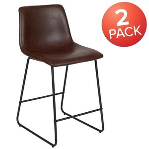 Flash Furniture 2-ET-ER18345-24-DB-GG Reagan Dark Brown Counter Height Bar Stool - Set of 2 