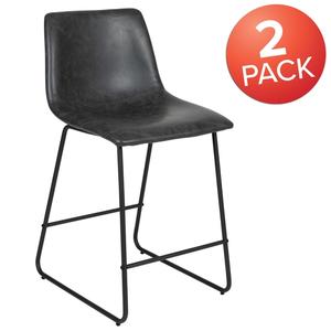 Flash Furniture 2-ET-ER18345-24-GY-GG Reagan Gray Counter Height Bar Stool - Set of 2 