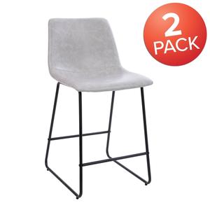 Flash Furniture 2-ET-ER18345-24-LG-GG Reagan Light Gray Counter Height Bar Stool - Set of 2