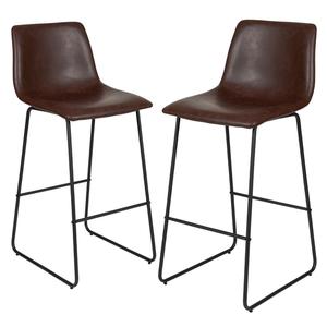 Flash Furniture 2-ET-ER18345-30-DB-GG Dark Brown Bar Height Bar Stool - Set of 2