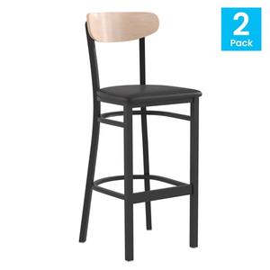 Flash Furniture 2-XU-DG6V6BV-NAT-GG Wright Steel Frame Natural Birch Finish Bar Stool - Set of 2 