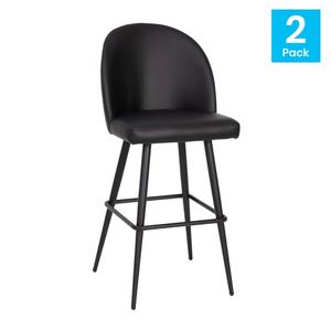 Flash Furniture AY-1026H-30-BK-GG Lyla Black Upholstered Foam Padded Bar Stool - Set of 2