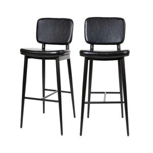 Flash Furniture AY-S01-BK-GG Kenzie Iron Frame Black Upholstered Barstool - Set of 2