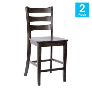 Flash Furniture ES-STBN5-24-GY-2-GG Liesel Counter Height Gray Walnut Wash Bar Stool - Set of 2