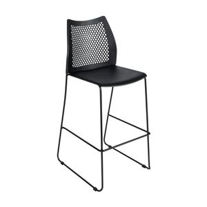 Flash Furniture RUT-498A-BS-BK-GG Hercules Black Stackable Bar Stool with Ventilated Backrest