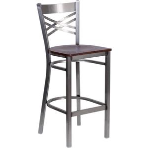 Flash Furniture XU-6F8B-CLR-BAR-CHYW-GG Hercules Clear Coat X Back Barstool w/ Cherry Plywood Seat