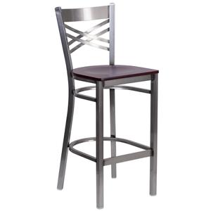 Flash Furniture XU-6F8B-CLR-BAR-MAHW-GG Hercules Clear Coat X Back Barstool w/ Mahogany Plywood Seat