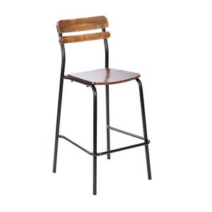 Flash Furniture XU-CH10443B-ANTCPR-GG Cyprus Black Metal Frame w/ Copper Wood Seat & Back Barstool