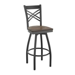 Flash Furniture XU-6F8B-XSWVL-ACPW-GG Hercules Black X Back Swivel Barstool w/ Copper Wood Seat