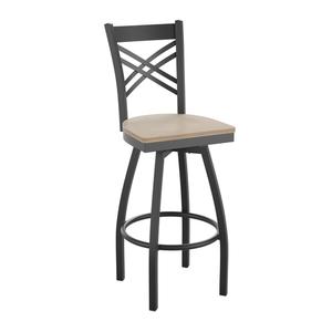 Flash Furniture XU-6F8B-XSWVL-AWHW-GG Hercules Black X Back Swivel Barstool w/ White Wood Seat