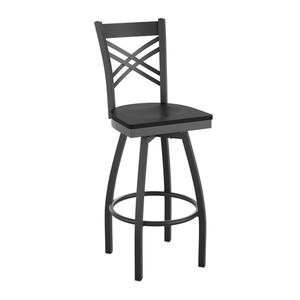 Flash Furniture XU-6F8B-XSWVL-BLKW-GG Hercules Black X Back Swivel Barstool w/ Black Wood Seat