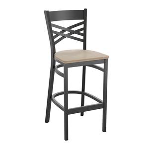 Flash Furniture XU-6F8BXBK-BAR-AWHW-GG Hercules Black Metal X Back Barstool w/ White Wood Seat