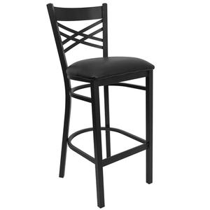 Flash Furniture XU-6F8BXBK-BAR-BLKV-GG Hercules Black Metal X Back Barstool w/ Black Vinyl Seat