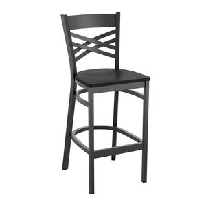 Flash Furniture XU-6F8BXBK-BAR-BLKW-GG Hercules Black Metal X Back Barstool w/ Black Wood Seat