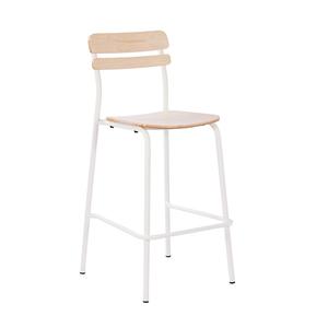 Flash Furniture XU-CH10443B-ANTWHT-GG Cyprus White Metal Frame w/ White Wood Seat & Back Bar Stool
