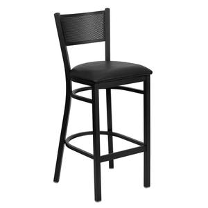 Flash Furniture XU-DG-60116-GRD-BAR-BLKV-GG Hercules Black Grid Back Barstool w/ Black Vinyl Seat