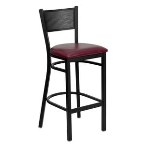 Flash Furniture XU-DG-60116-GRD-BAR-BURV-GG Hercules Black Grid Back Barstool w/ Burgundy Vinyl Seat