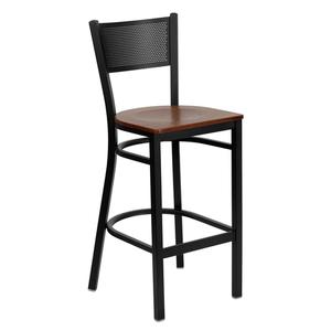 Flash Furniture XU-DG-60116-GRD-BAR-CHYW-GG Hercules Black Grid Back Barstool w/ Cherry Plywood Seat