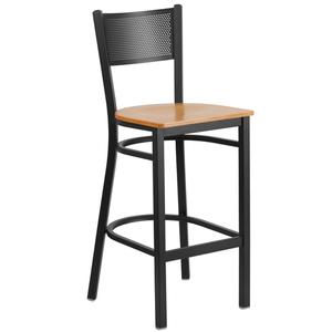 Flash Furniture XU-DG-60116-GRD-BAR-NATW-GG Hercules Black Grid Back Barstool w/ Natural Plywood Seat