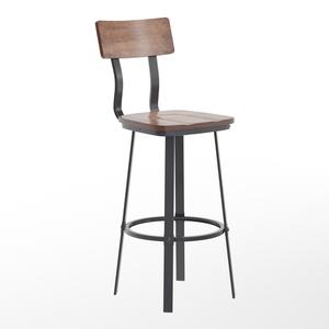 Flash Furniture XU-DG-60582B-ANTCPR-GG Flint Grey Steel Bar Stool w/ Copper Wood Back & Seat
