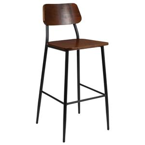 Flash Furniture XU-DG-60725B-GG Lincoln Gunmetal Steel Barstool w/ Mahogany Wood Back & Seat
