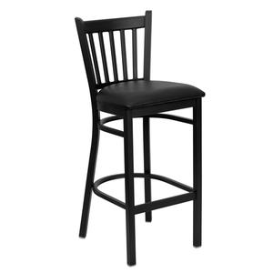Flash Furniture XU-DG-6R6B-VRT-BAR-BLKV-GG Hercules Black Vertical Back Barstool w/ Black Vinyl Seat