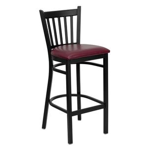 Flash Furniture XU-DG-6R6B-VRT-BAR-BURV-GG Hercules Black Vertical Back Barstool w/ Burgundy Vinyl Seat