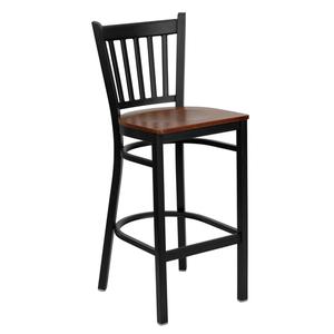 Flash Furniture XU-DG-6R6B-VRT-BAR-CHYW-GG Hercules Black Vertical Back Barstool w/ Cherry Wood Seat
