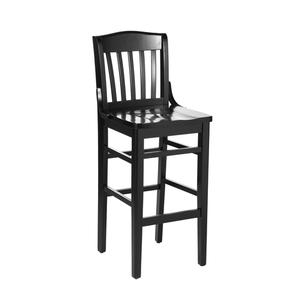 Flash Furniture XU-DG-W0006B-BLK-GG Hercules Black Schoolhouse Back Wood Barstool