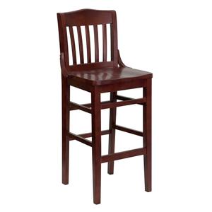 Flash Furniture XU-DG-W0006BAR-MAH-GG Hercules Mahogany Schoolhouse Back Wood Barstool