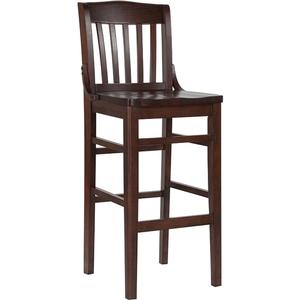 Flash Furniture XU-DG-W0006BAR-WAL-GG Hercules Walnut Schoolhouse Back Wood Barstool