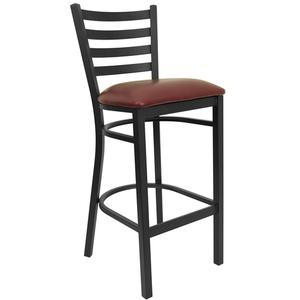 Flash Furniture XU-DG697BLAD-BAR-BURV-GG Hercules Black Ladder Back Barstool with Burgundy Vinyl Seat 