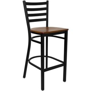 Flash Furniture XU-DG697BLAD-BAR-CHWY-GG Hercules Black Ladder Back Barstool w/ Cherry Wood Seat
