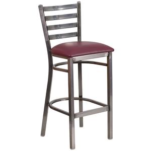 Flash Furniture XU-DG697BLAD-CLR-BAR-BURV-GG Hercules Silver Ladder Back Barstool w/ Burgundy Vinyl Seat