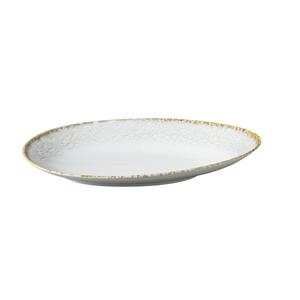 Yanco China IB-313 Iris Blue Porcelain 13.75" x 8.25" Oval Dinner Plate - 1 Doz