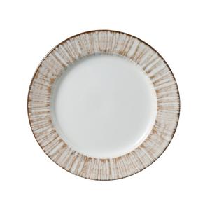 Yanco China LE-106 Legna White & Brown Porcelain 6.12" dia. Bread Plate - 3 Doz