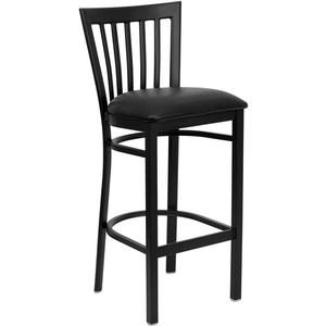 Flash Furniture XU-DG6R8BSCH-BAR-BLKV-GG Hercules Metal Schoolhouse Back Barstool w/ Black Vinyl Seat
