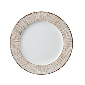 Yanco China LE-111 Legna White & Brown Porcelain 11.25"dia. Dinner Plate- 1 Doz