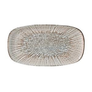 Yanco China LE-213 Legna White & Brown Porcelain 12.9" x 7" Oval Plate - 1 Doz