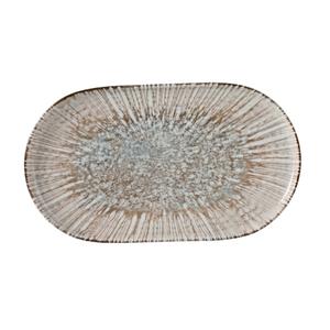 Yanco China LE-215 Legna White & Brown Porcelain 15.5" x 9" Oval Plate - 1 Doz