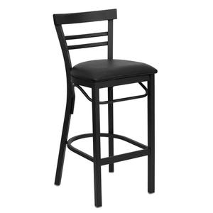 Flash Furniture XU-DG6R9BLAD-BAR-BLKV-GG Hercules Ladder Back Metal Barstool with Black Vinyl Seat 