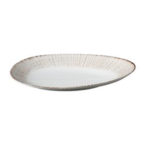 Yanco China LE-313 Legna White & Brown Porcelain 13.75"x 8.25"Coupe Plate-1 Doz