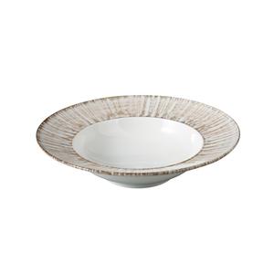 Yanco China LE-408 Legna White & Brown Porcelain 10 oz. Soup Plate - 2 Doz