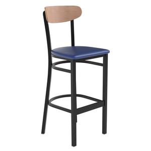 Flash Furniture XU-DG6V6BLV-NAT-GG Wright Barstool w/ Natural Boomerang Back & Blue Vinyl Seat