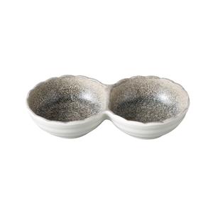 Yanco China MI-506 Misty Gray Melamine 4 oz. Divided Sauce Dish - 4 Dozen