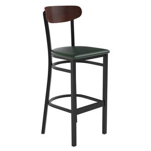 Flash Furniture XU-DG6V6GNV-WAL-GG Wright Barstool with Walnut Boomerang Back & Green Vinyl Seat 