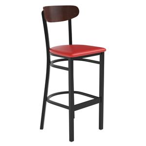 Flash Furniture XU-DG6V6RDV-WAL-GG Wright Barstool with Walnut Boomerang Back & Red Vinyl Seat 