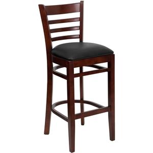 Flash Furniture XU-DGW0005BARLAD-MAH-BLKV-GG Hercules Mahogany Ladder Back Barstool w/ Black Vinyl Seat